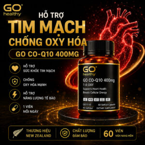 Bổ tim mạch Go Healthy CO-Q10 400mg (60 viên) giảm quá trình lão hóa tim mạch