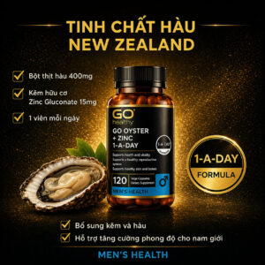 Tinh chất hàu GO Healthy GO Oyster + Zinc giúp bổ sung kẽm và hàu, hỗ trợ tăng cường sức khỏe cho nam giới